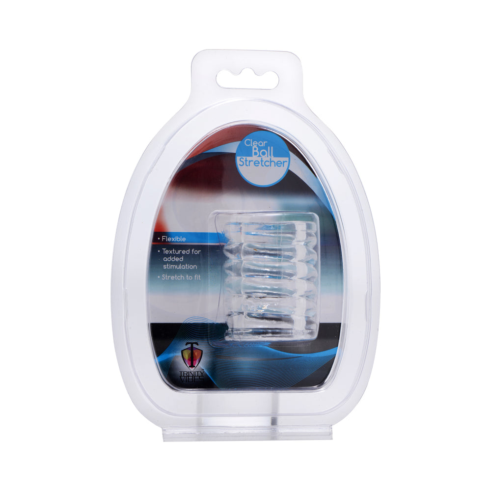 Trinity Men Spiral Ball Stretcher Clear clear Trinity Men spiral ribbed ball stretcher in transparent clamshell package