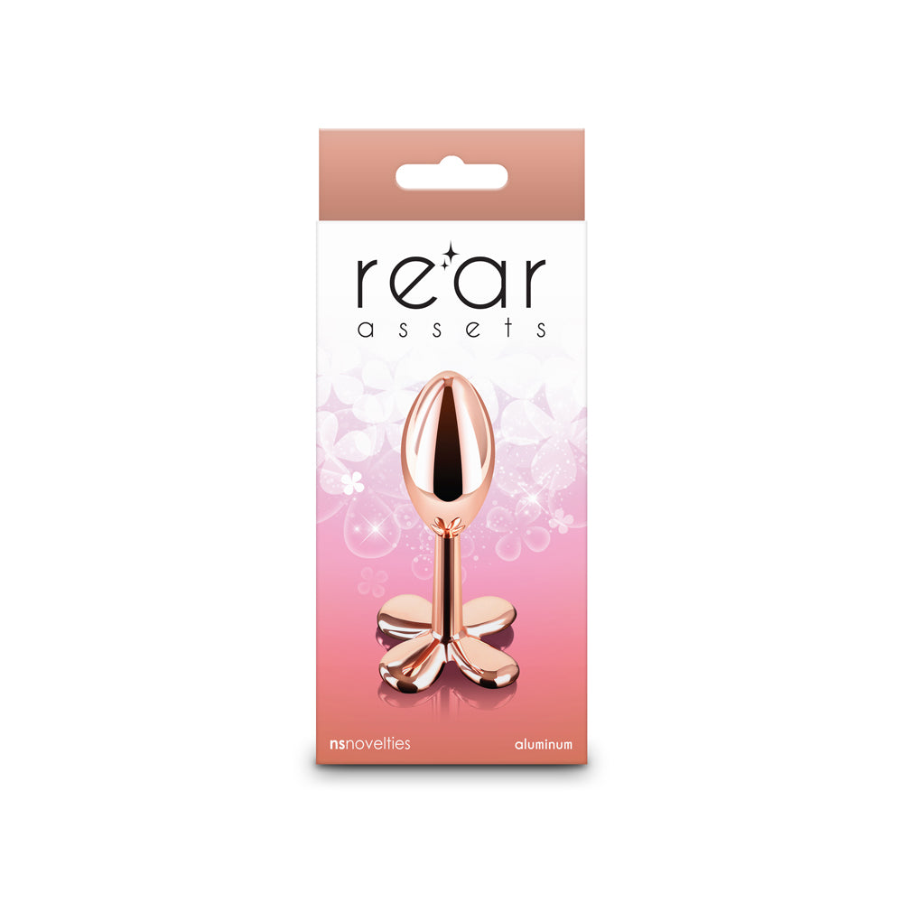 Rear Assets Clover Rose Gold rose gold Rear Assets tapered plug with clover base in pink box