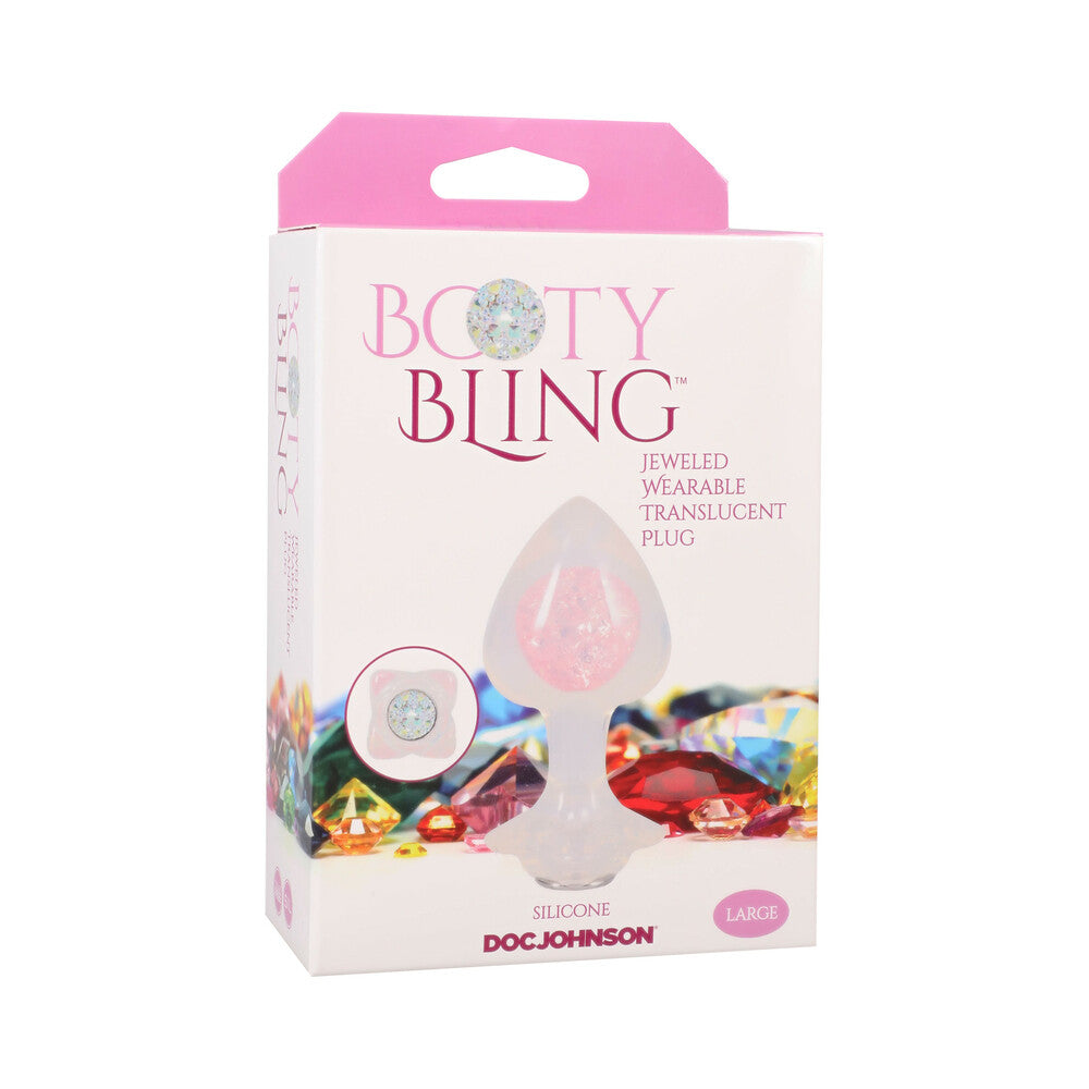 Booty Bling Jeweled Wearable Silicone Plug Large Translucent Booty Bling Jeweled Wearable Silicone Plug Large Translucent