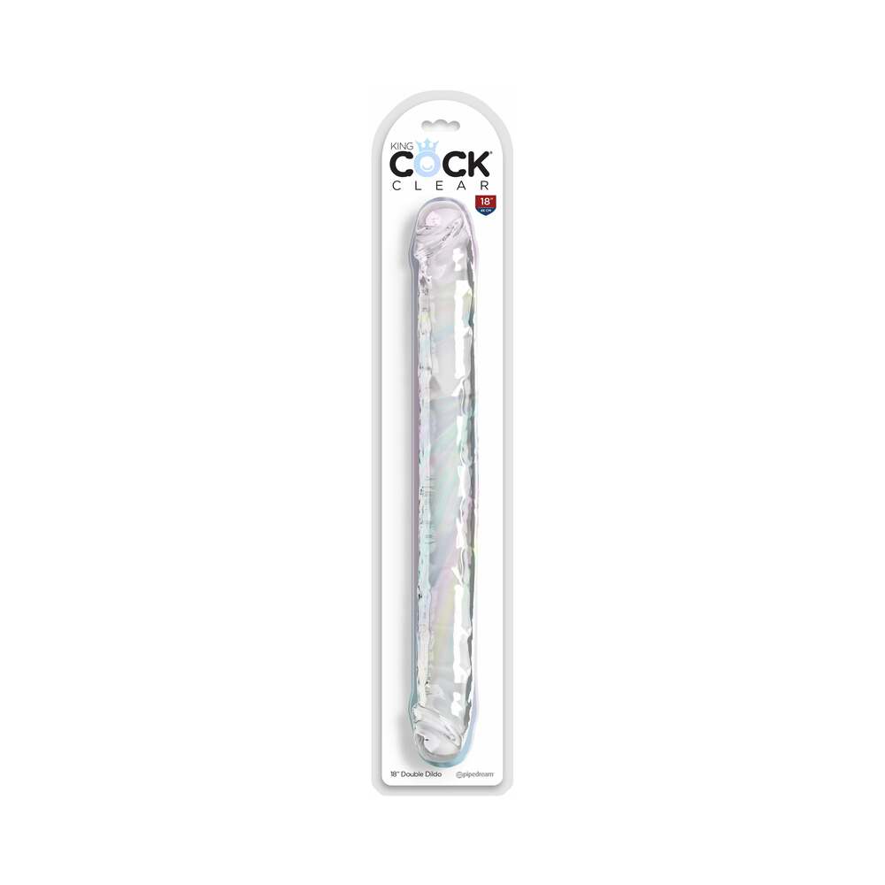 King Cock Double Dildo 18 in. Clear King Cock clear 18-inch double-ended dildo in long white retail package