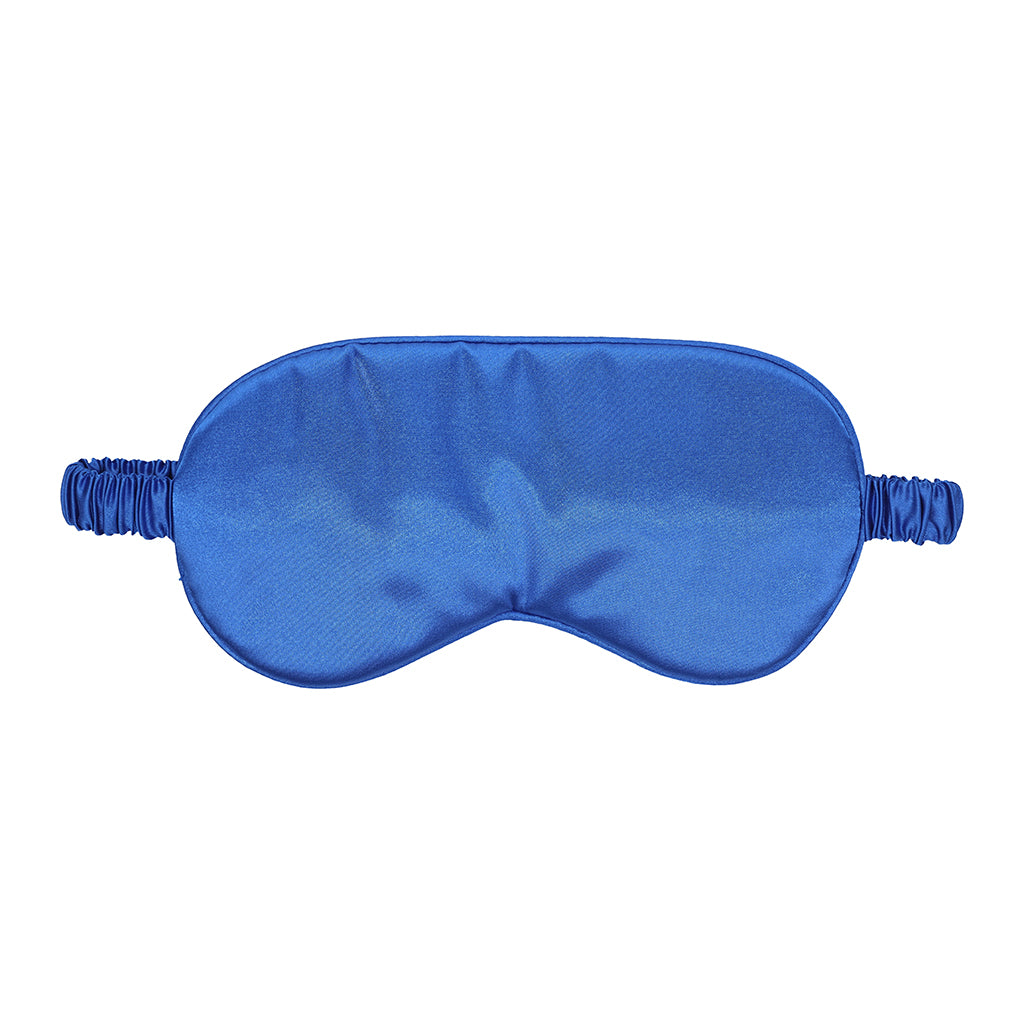 Ouch! Satin Mask Royal Blue Front view of royal-blue Ouch satin blindfold with gathered strap