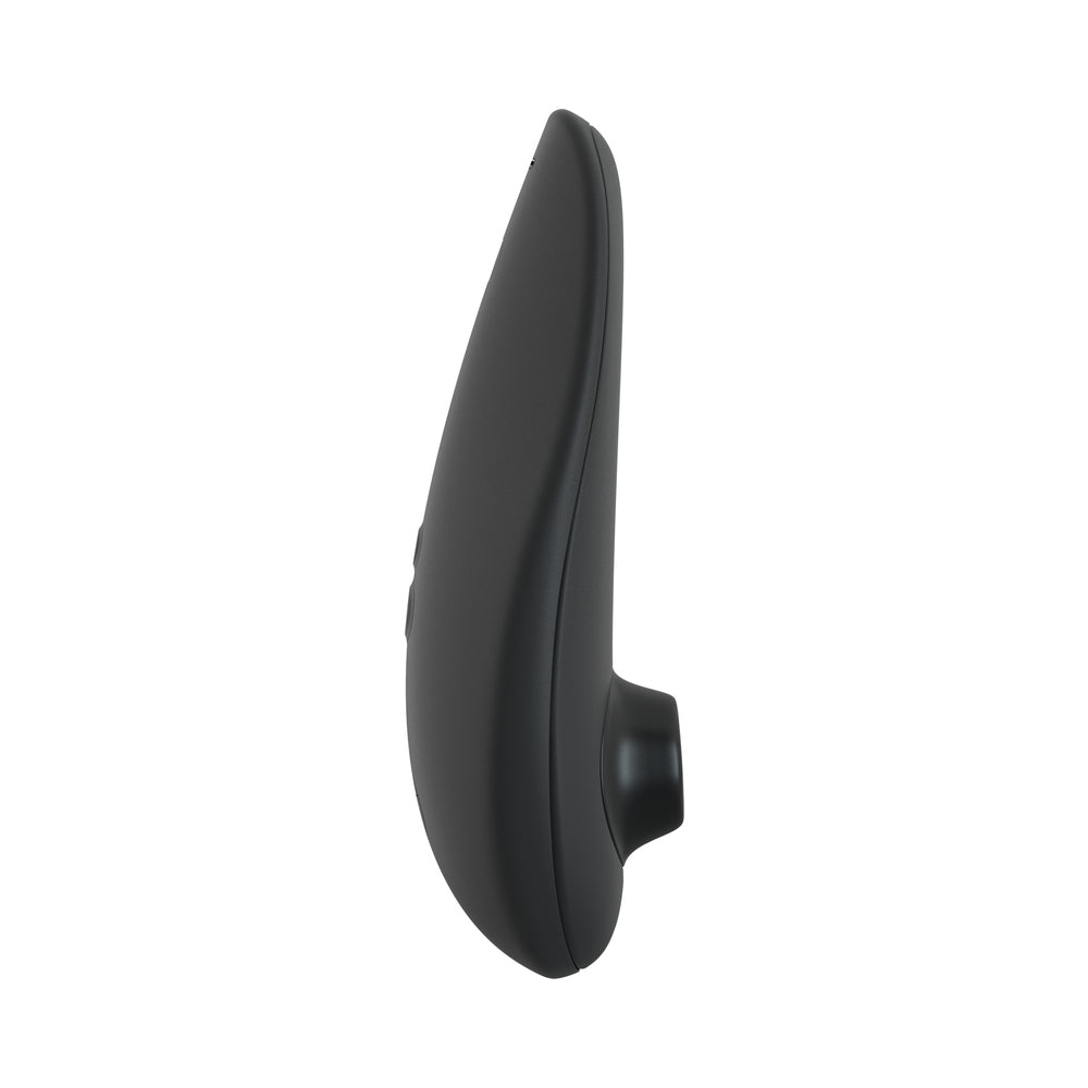 Womanizer Classic 2 Rechargeable Silicone Pleasure Air Clitoral Stimulator Black Side profile of black Womanizer Classic 2 and raised air opening