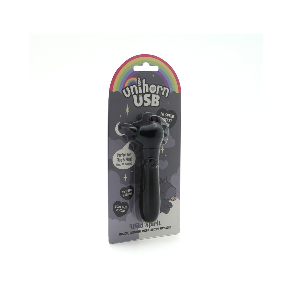 Unihorn USB Bullet Wild Spirit Black Black Unihorn Wild Spirit USB bullet on dark rainbow retail card