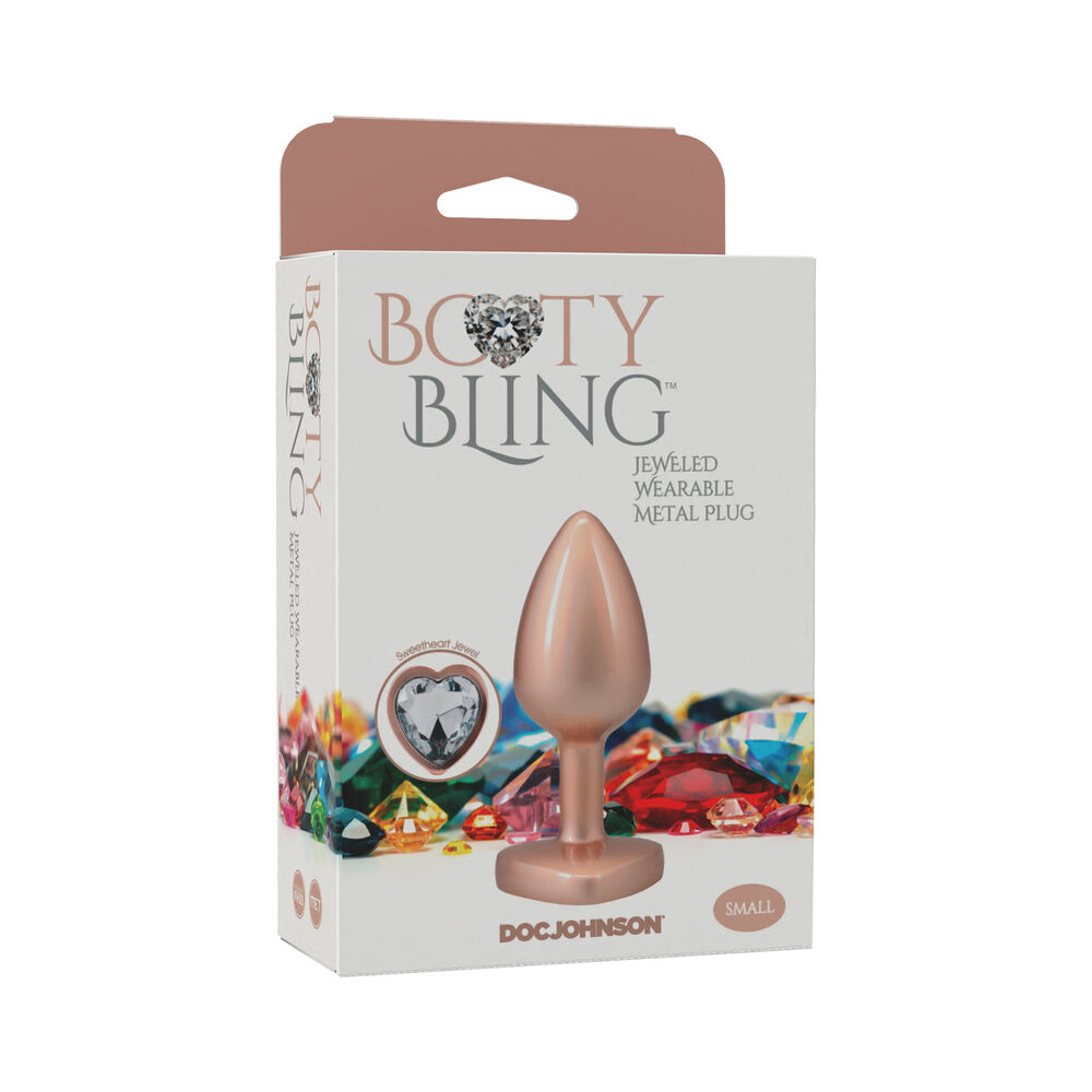Booty Bling Heart Diamond Jeweled Metal Plug Gold Small Small gold Booty Bling metal plug in white jeweled box