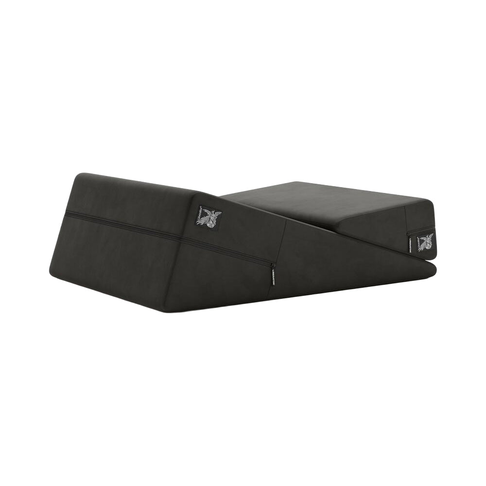 Liberator Wedge & Ramp Sex Combo Original Size Décor Velvet Black Liberator Wedge and Ramp Décor Velvet Black pillow combo two black angled pillows arranged side by side