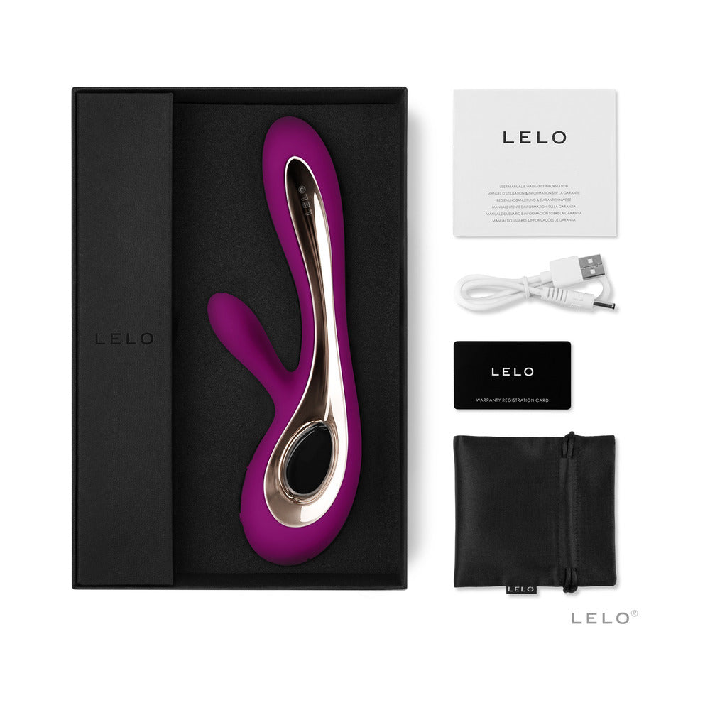 LELO SORAYA 2 Rechargeable Rabbit Vibrator Deep Rose Deep Rose LELO SORAYA 2 set with box, cable, card and pouch