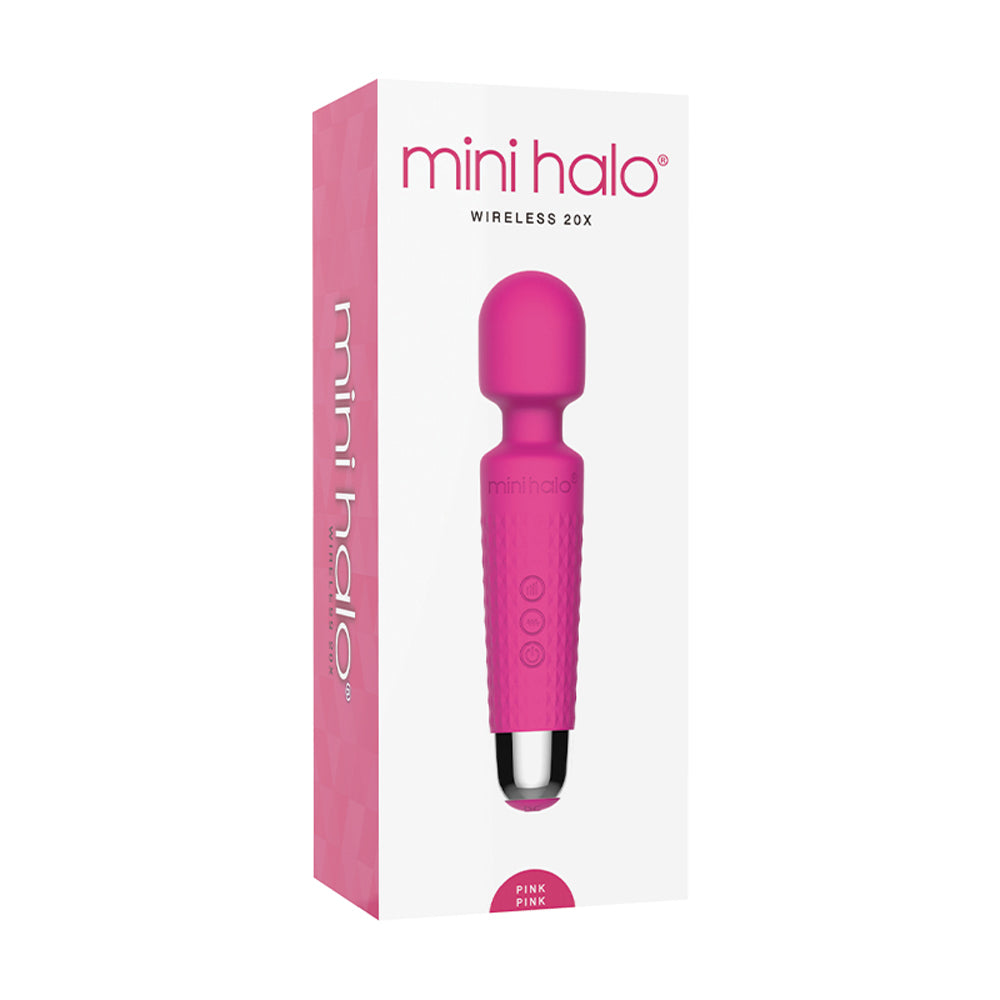 Mini Halo Wireless Wand 20X Silicone Pink Pink Hot Pink Shibari Mini Halo 20X wireless wand in retail box