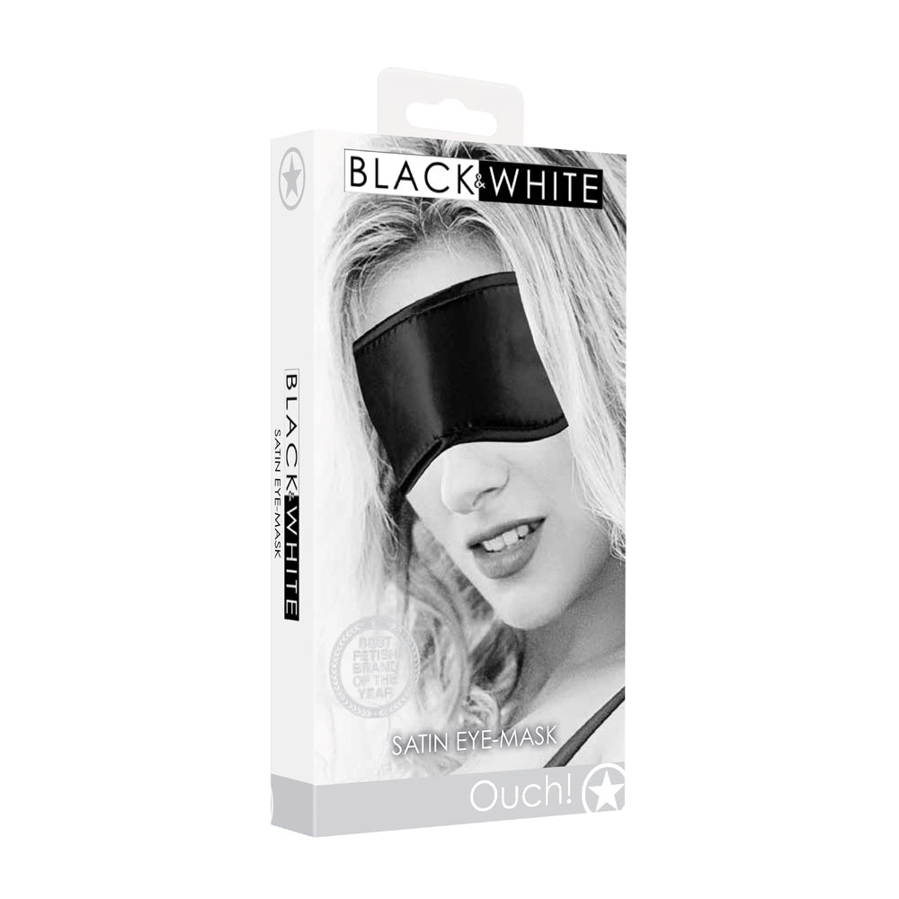 Ouch! Black & White Satin Eye Mask Blindfold Black Shots Ouch black satin eye mask retail box