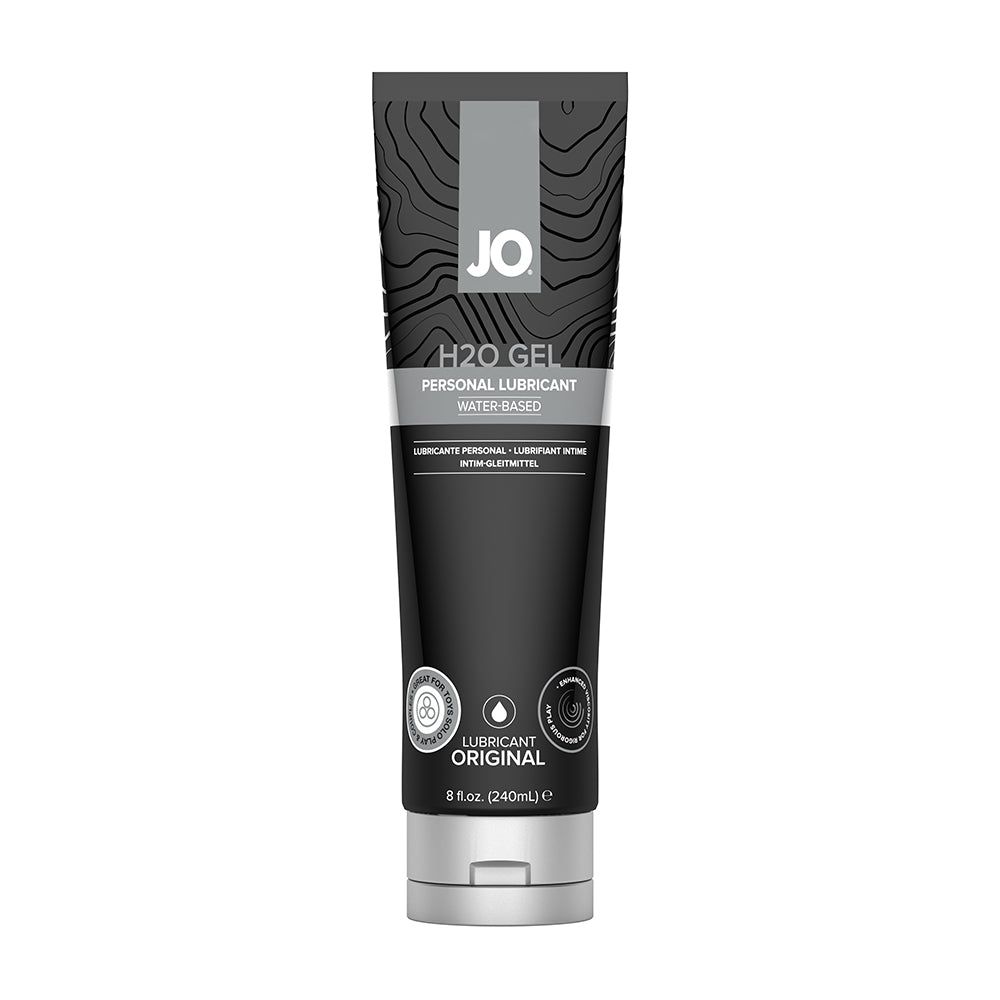JO H2O Gel Water-Based Personal Lubricant 8 oz. System JO H2O Gel 8 oz black squeeze tube front view