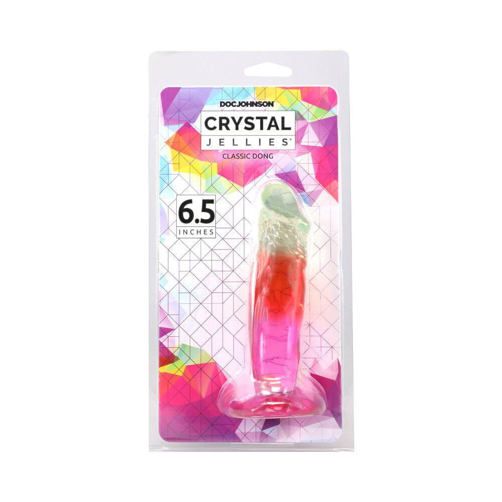 Crystal Jellies 6.5 in. Dong Rainbow Doc Johnson Crystal Jellies 6.5-inch rainbow dong front retail package