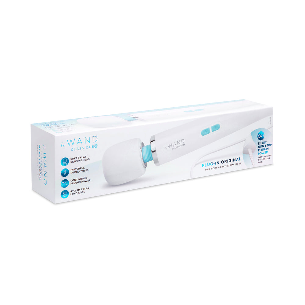 Le Wand Classique Plug-In Wand Massager White Le Wand Classique Plug-In wand in blue and white retail box