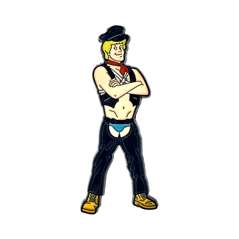 Geeky & Kinky Sir Blonde Guy Enamel Pin Sir Blonde Guy enamel pin with yellow hair, black beret and crossed arms