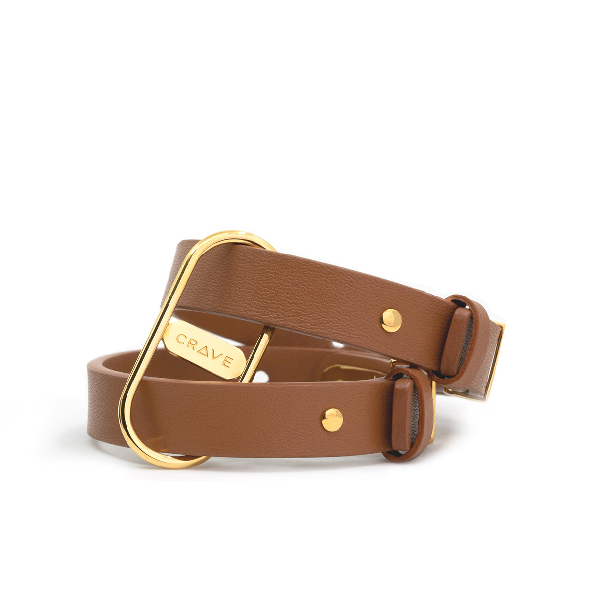 Crave ICON Cuffs Tan/24kt Gold Crave ICON tan leather cuffs stacked with gold-tone hardware