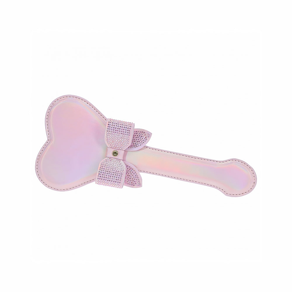 Ouch! International Paris Collection Paddle Pink pink heart-shaped bonded leather paddle with rhinestone bow