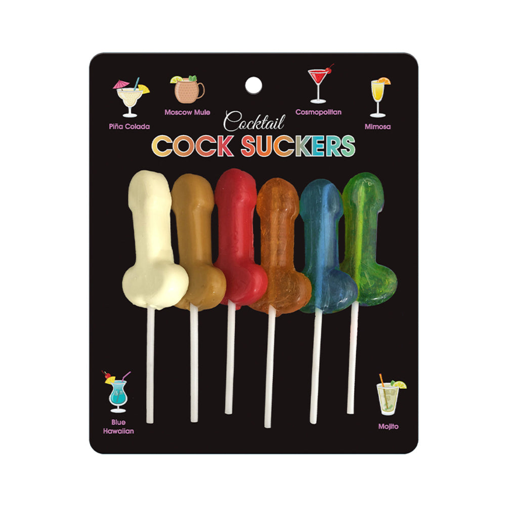 Cocktail Cock Suckers Six assorted-color Cocktail Cock Suckers on black display card