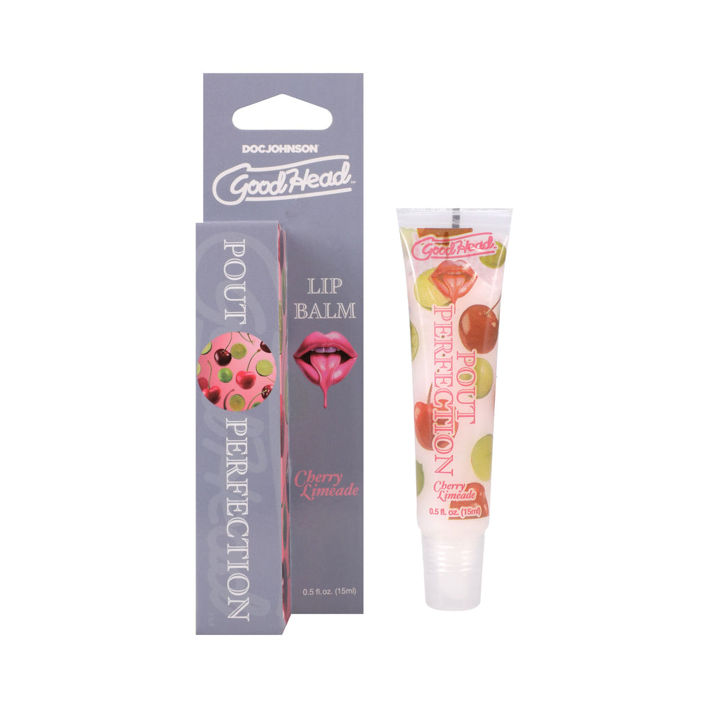 GoodHead Pout Perfection Lip Balm Cherry Limeade GoodHead Cherry Limeade lip balm tube beside gray carton