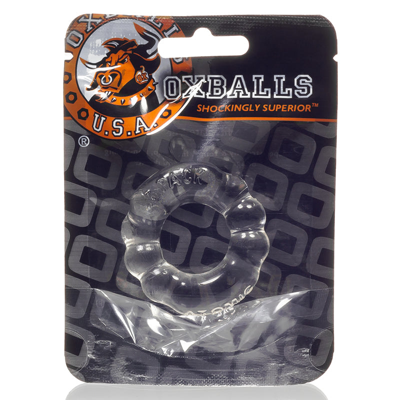OxBalls 6-Pack, Cockring, Clear OxBalls 6-Pack Clear Textured Ring in foil package
