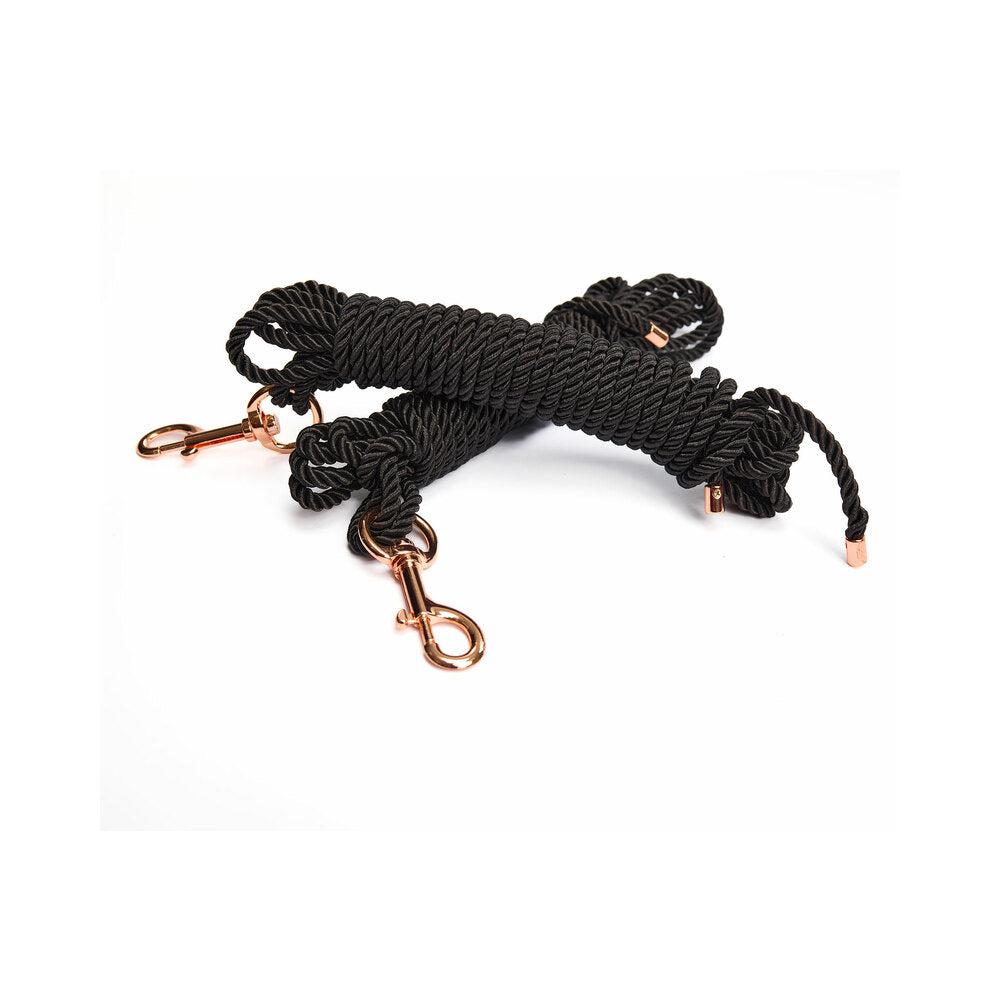 Coquette Pleasure Rope Set Black Bundled black Coquette rope set with gold-tone clips