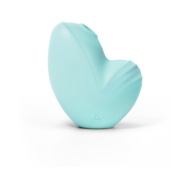 Biird Namii Jouissance Club Edition Clitoral Stimulator front view of teal Biird Namii Jouissance Club Edition with ridged opening