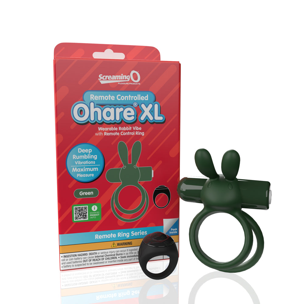 Screaming O Remote Controlled Ohare XL Vibrating Ring Green green Ohare XL double vibrating ring with black remote and red package
