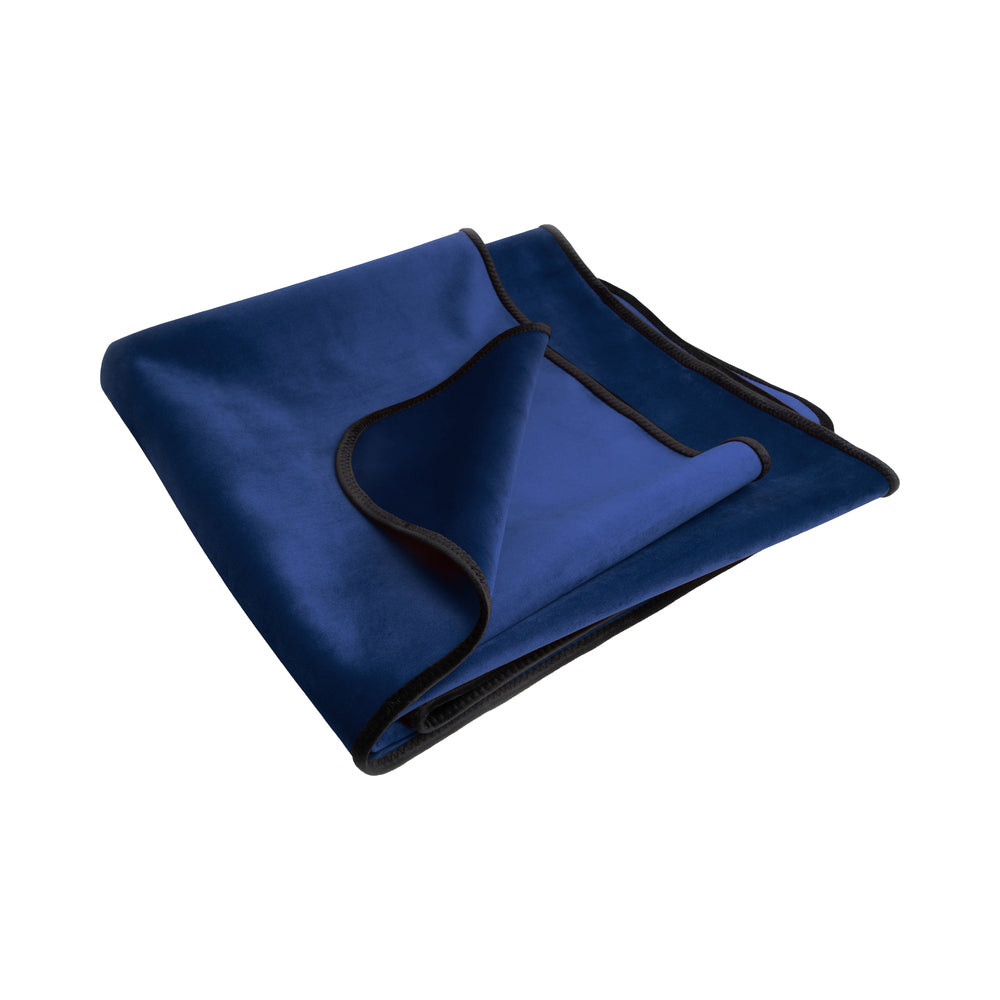 Liberator Fascinator Throw Mini Indigo folded indigo Liberator Fascinator Mini throw with dark rounded edging