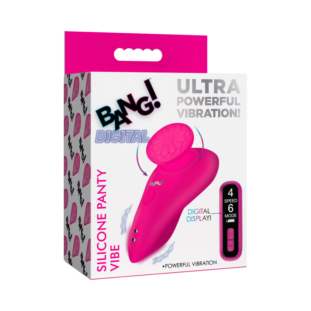 BANG! Silicone Panty Vibe with Digital Remote BANG silicone panty vibrator with digital remote in black-and-pink retail packaging