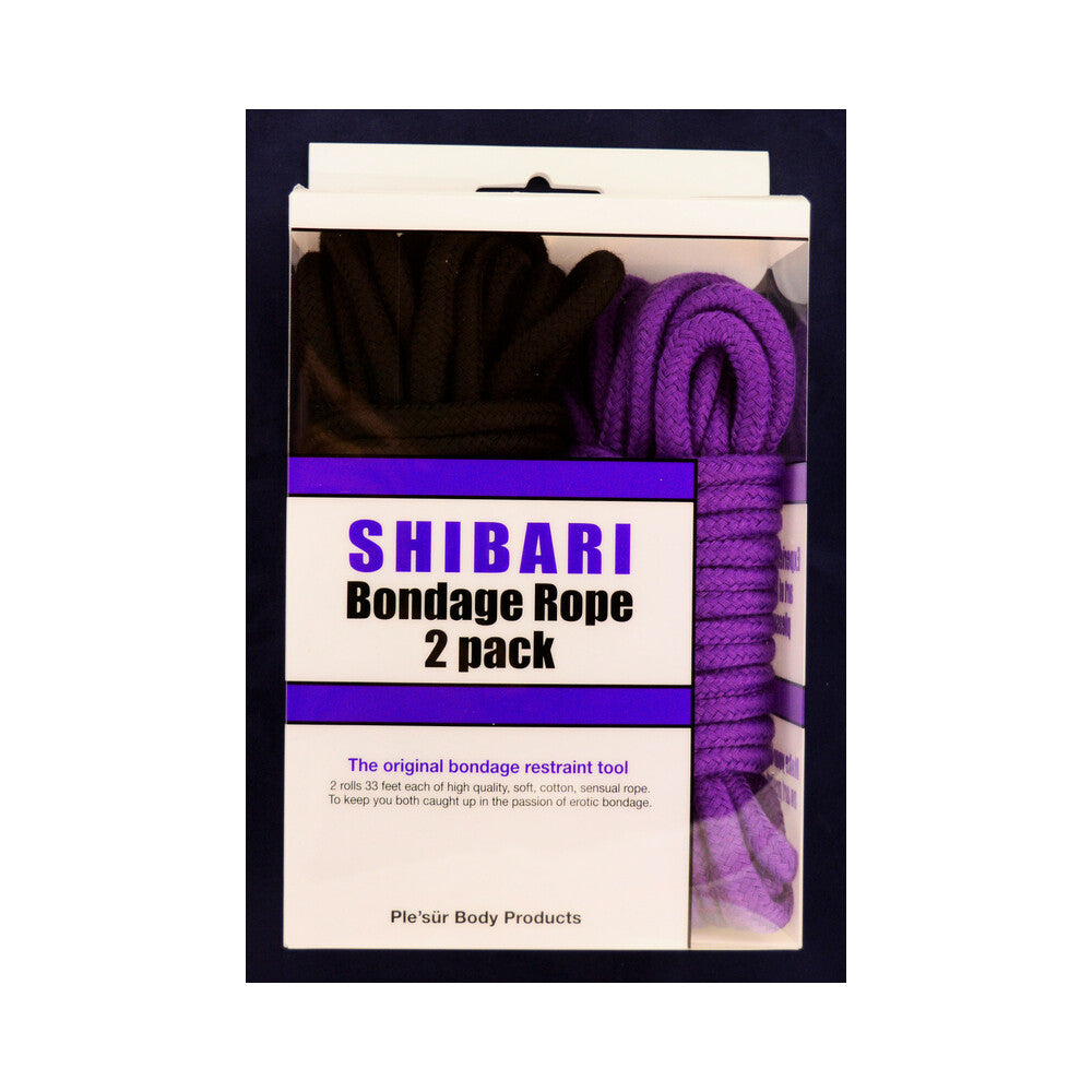 Ple''sur Purple & Black 10 m / 33 ft. Rope Kit 2-Pack Purple and black Shibari cotton rope two-pack package