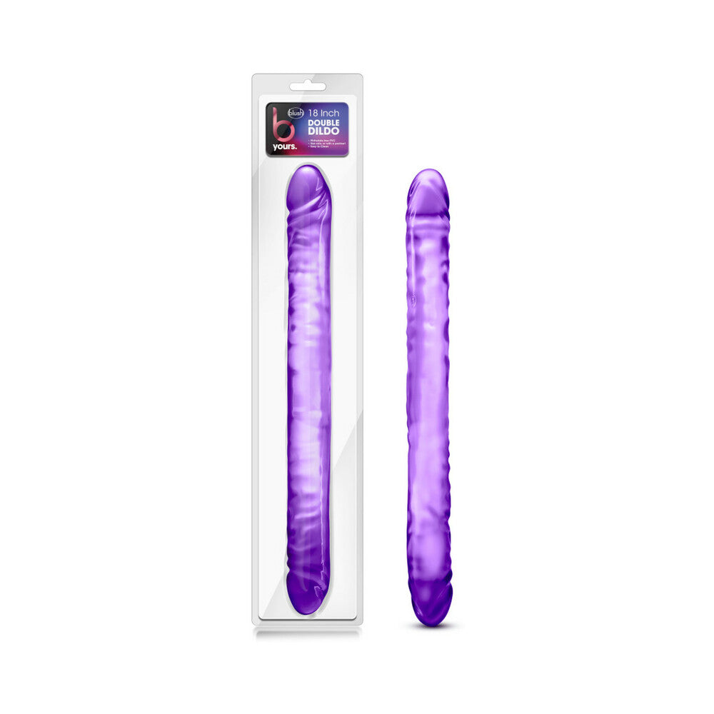 B Yours 18 in. Double Dildo Purple Blush B Yours Purple 18 Inch Double Dildo with clear retail package