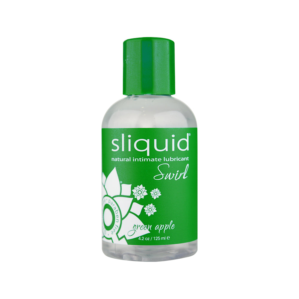 Sliquid Swirl Green Apple Tart Flavored Lubricant 4.2oz Sliquid Swirl Green Apple Tart clear bottle with green cap