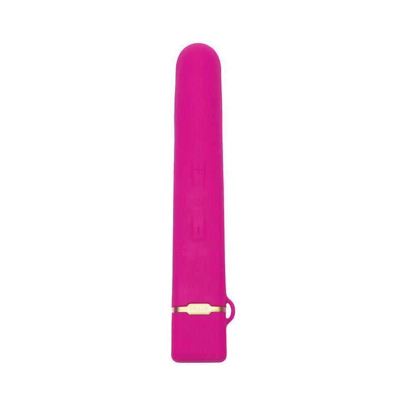 Crave Flex Pink front view of pink Crave Flex with rounded silicone tip and gold cap ring
