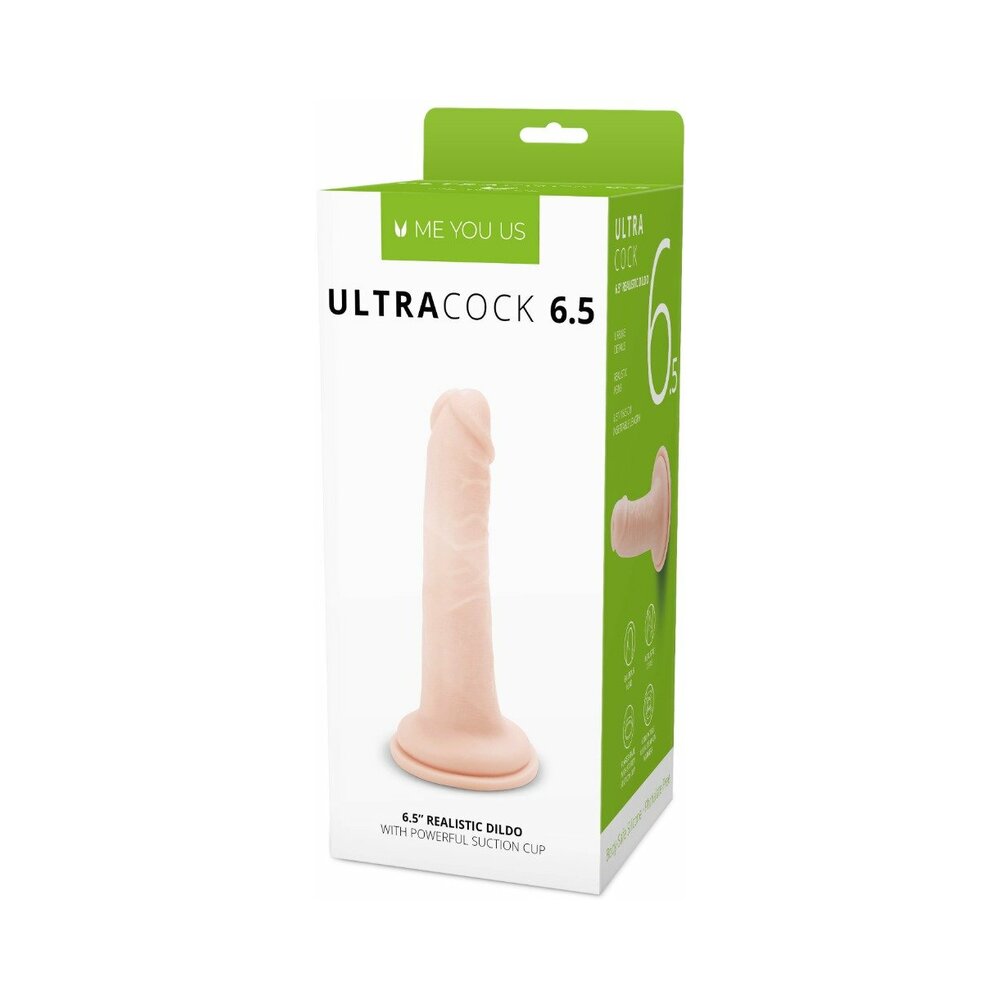 Me You Us Ultra Cock 6.5 in. Realistic Dildo Vanilla Me You Us Ultra Cock 6.5-inch vanilla dildo retail box