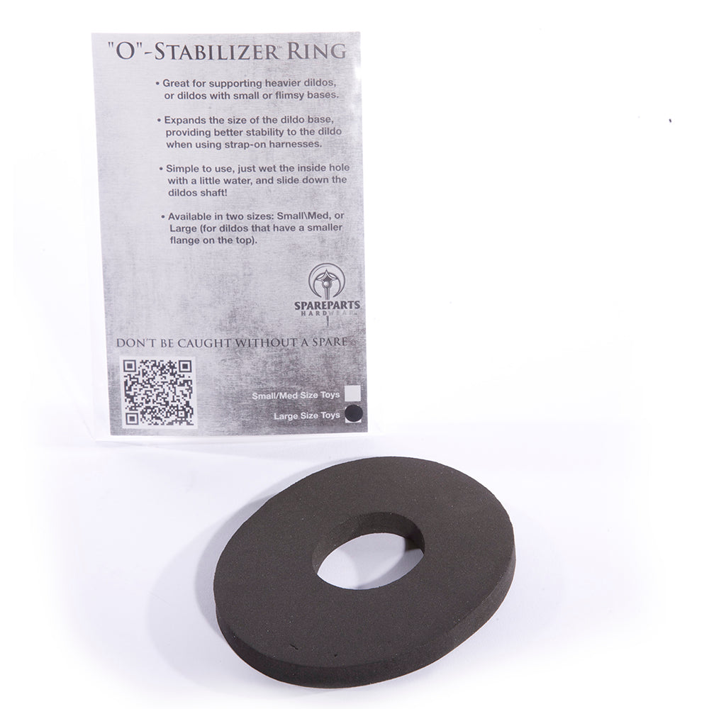 SpareParts Base Stabilizer Black Large SpareParts large black neoprene base stabilizer oval disc with wide center opening and information card