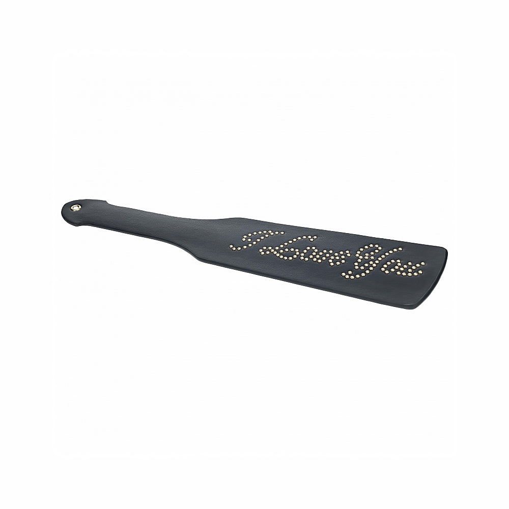 Ouch! International London Collection Paddle black London leather paddle with Ouch lettering in gold studs