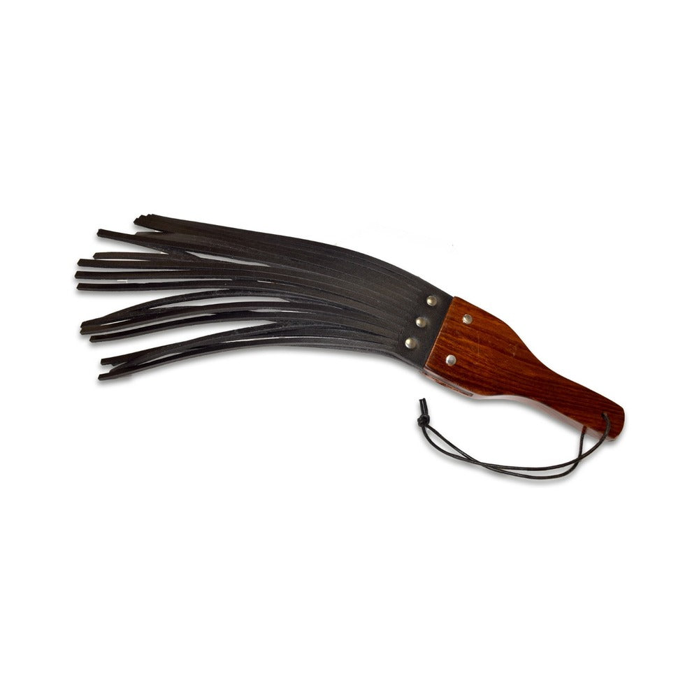 Prowler RED Leather and Wood Fringe Paddle Prowler RED black leather fringe paddle with wood handle