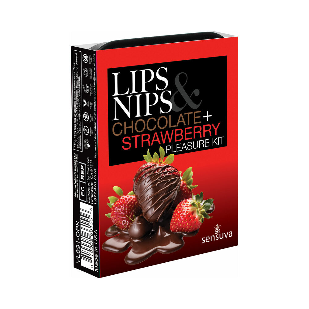 Sensuva Lips & Nips Pleasure Kit Chocolate Strawberry Front of Sensuva Chocolate Strawberry Lips and Nips kit box
