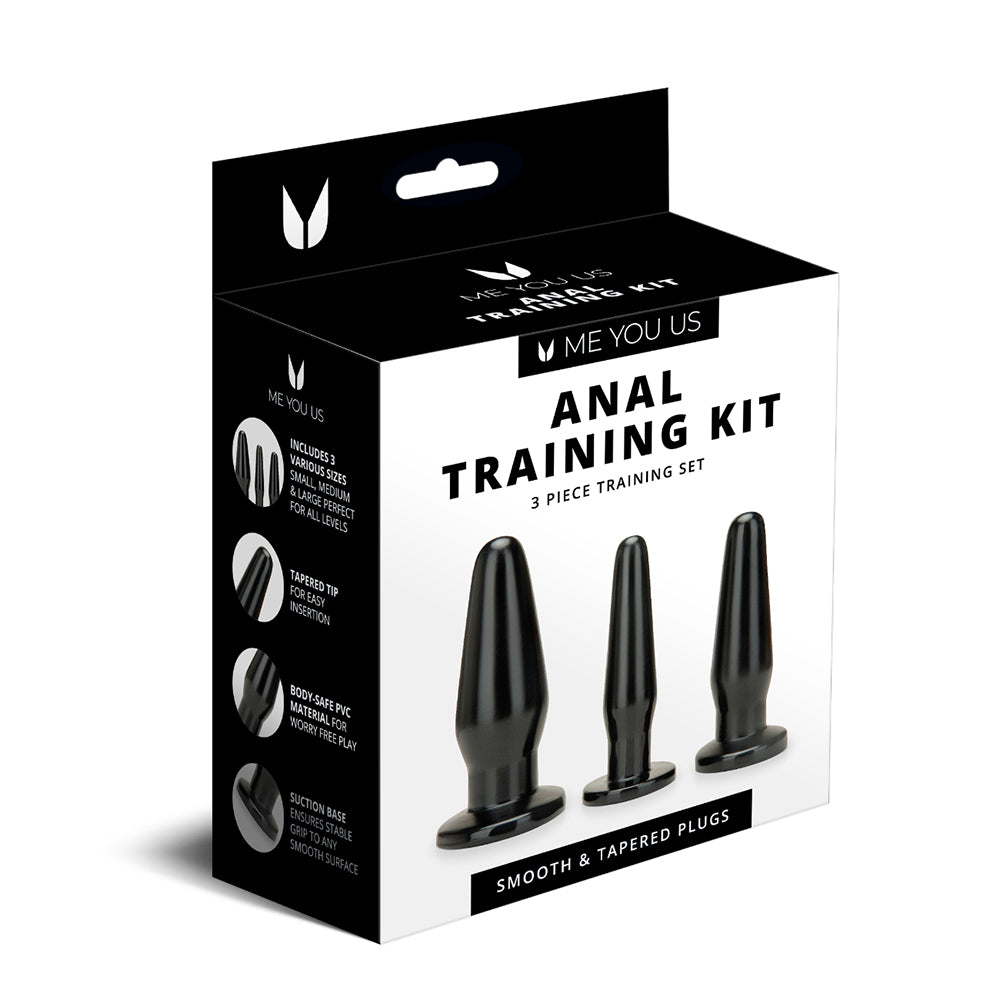 Me You Us Anal Training Kit 3-Piece Plug Set Me You Us three-piece black anal training plug set in box