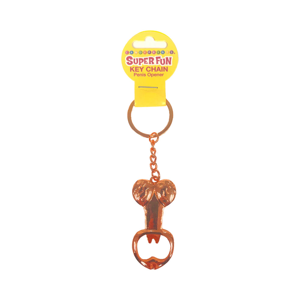 Super Fun Penis Bottle Opener Key Chain Copper-tone penis bottle opener charm with matching keyring