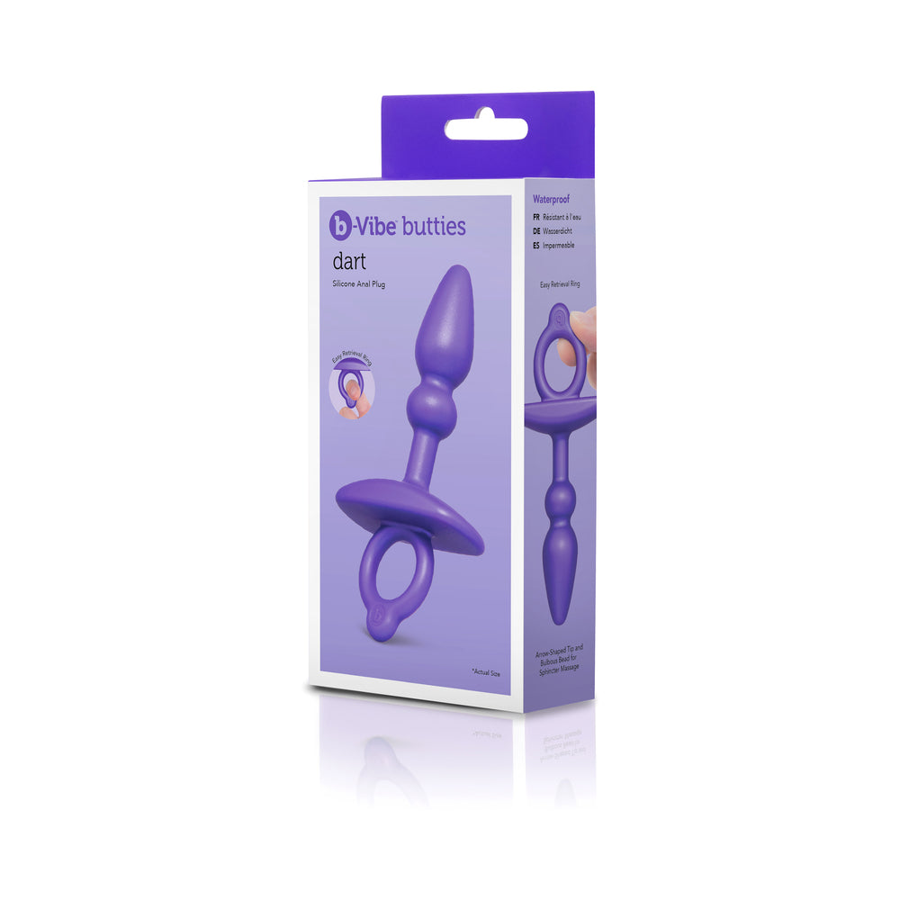b-Vibe Butties Dart Silicone Anal Plug b-Vibe Butties Dart purple silicone plug in retail box