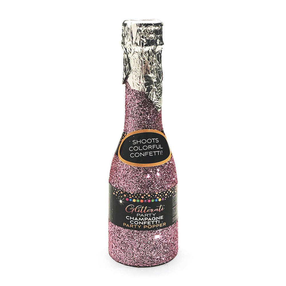 Glitterati Champangne Popper 1ct rose-gold glitter champagne-bottle confetti popper with foil neck