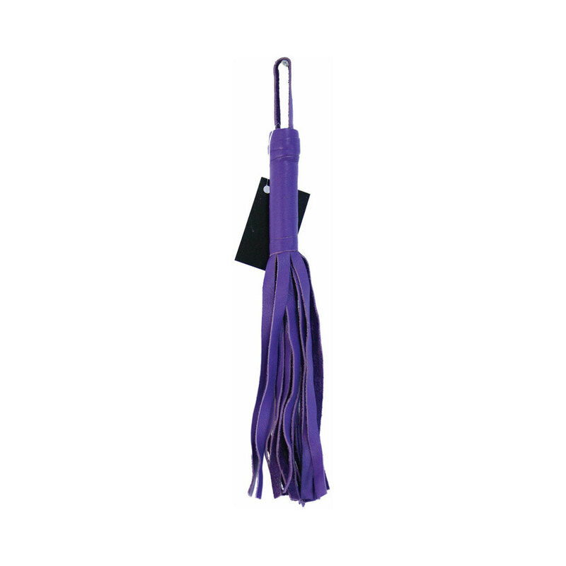 Soft Flogger 12 in. Purple 12-inch purple leather flogger with wrapped handle, loop and narrow tails