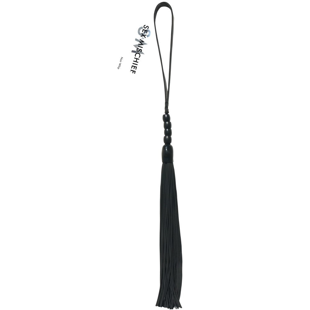 Sportsheets Sex & Mischief Noir Whip 16 in. Beaded Flogger Sex and Mischief Noir Whip full black flogger with wrist loop and tassels