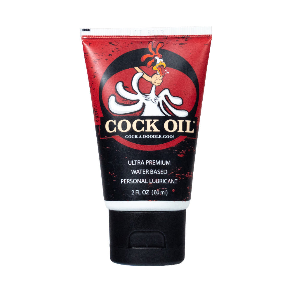 Cock Oil Water-Based Lubricant Squeeze Tube 2 oz. Red 2 oz Cock Oil water-based lubricant tube with black flip-top cap