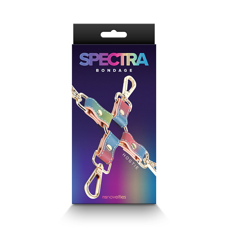 Spectra Bondage Hogtie Rainbow Spectra rainbow hogtie with crossed straps and four clips