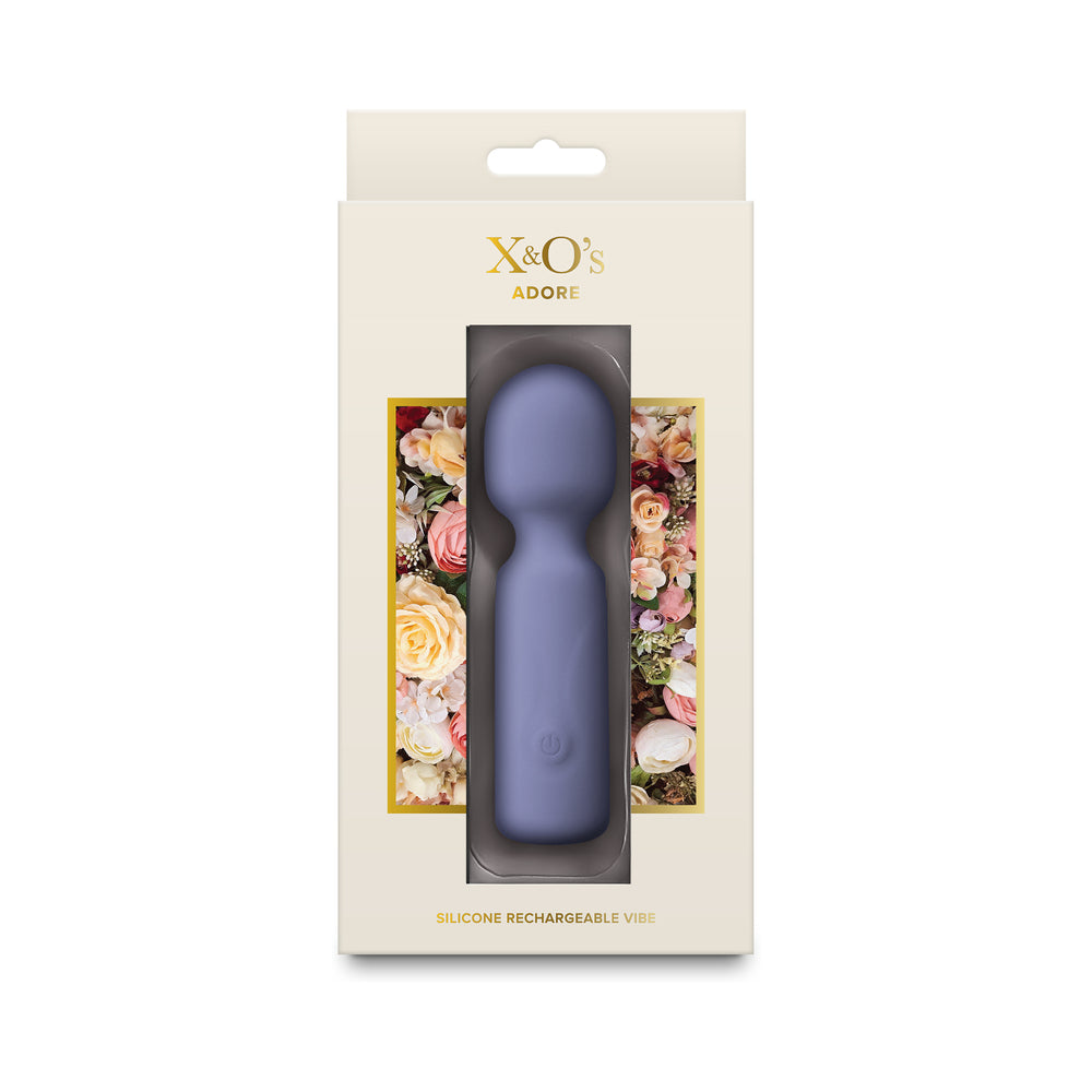 X & O''s Adore Dusty Blue X&O's Adore dusty blue silicone rechargeable vibrator inside the cream floral retail box