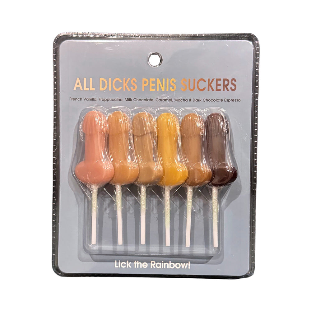 All Dicks Penis Suckers 6pk Kheper Games All Dicks penis suckers six pack in clear blister packaging with six assorted colors