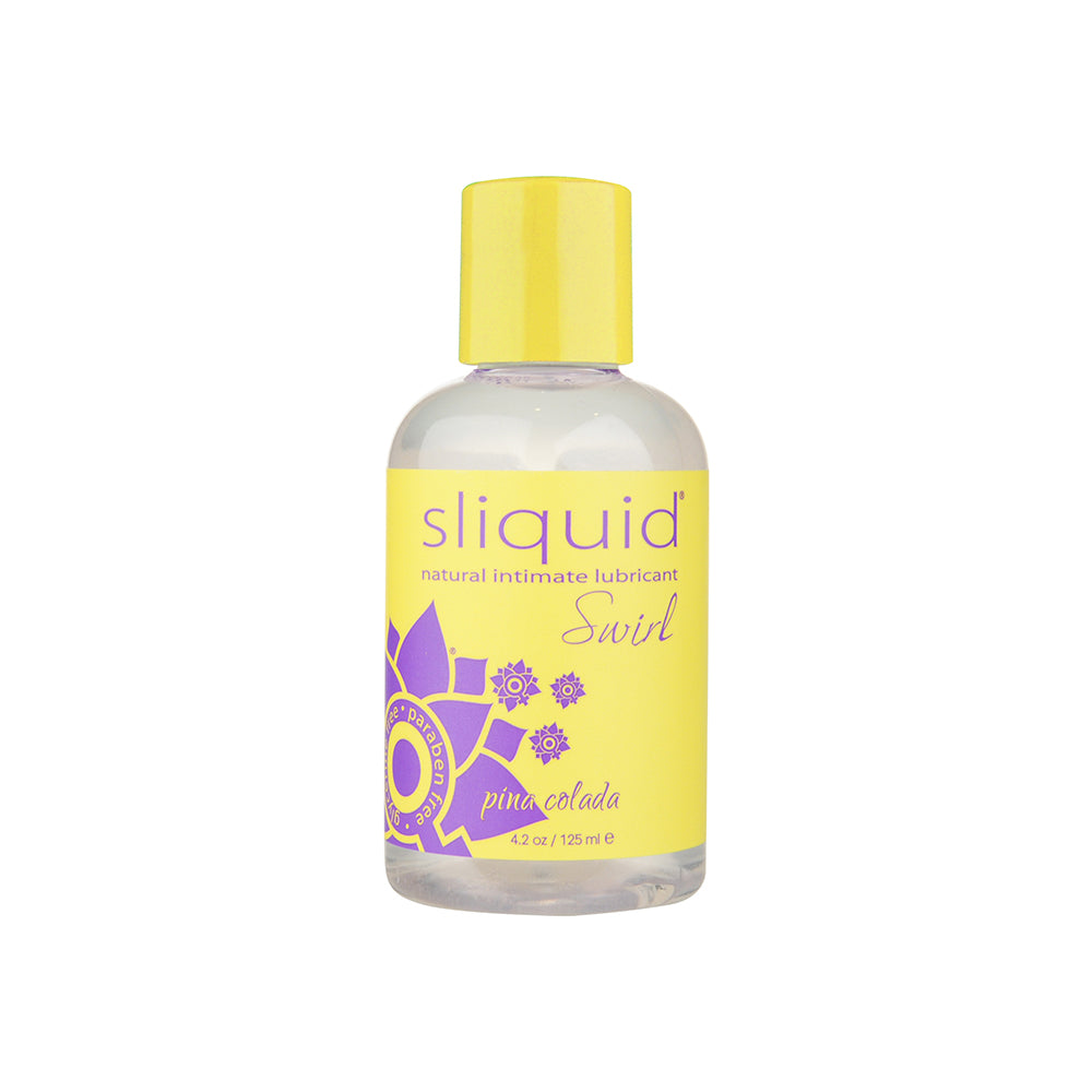 Sliquid Swirl Pina Colada Flavored Lubricant 4.2oz Sliquid Swirl Pina Colada clear bottle with yellow cap