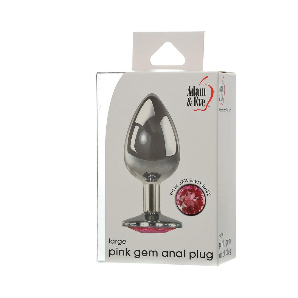 Adam & Eve Pink Gem Anal Plug Large Adam & Eve Pink Gem Large metal anal plug shown inside white retail box