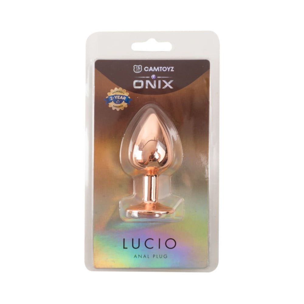 Camtoyz Cobalt Anal Plug Lucio Camtoyz Lucio rose-gold anal plug in clear retail blister pack