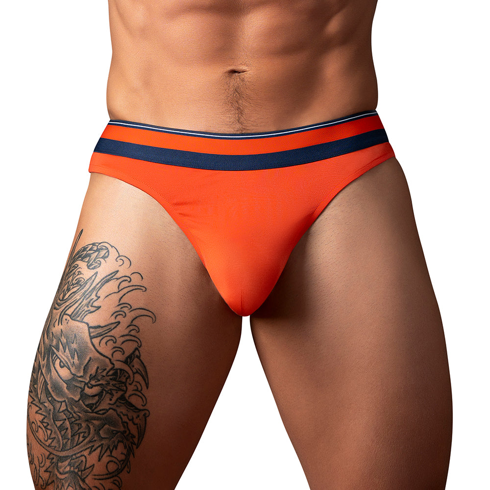 Male Power Soo Comfy Thong Orange L/XL Front view of Orange Male Power Soo Comfy Thong L/XL