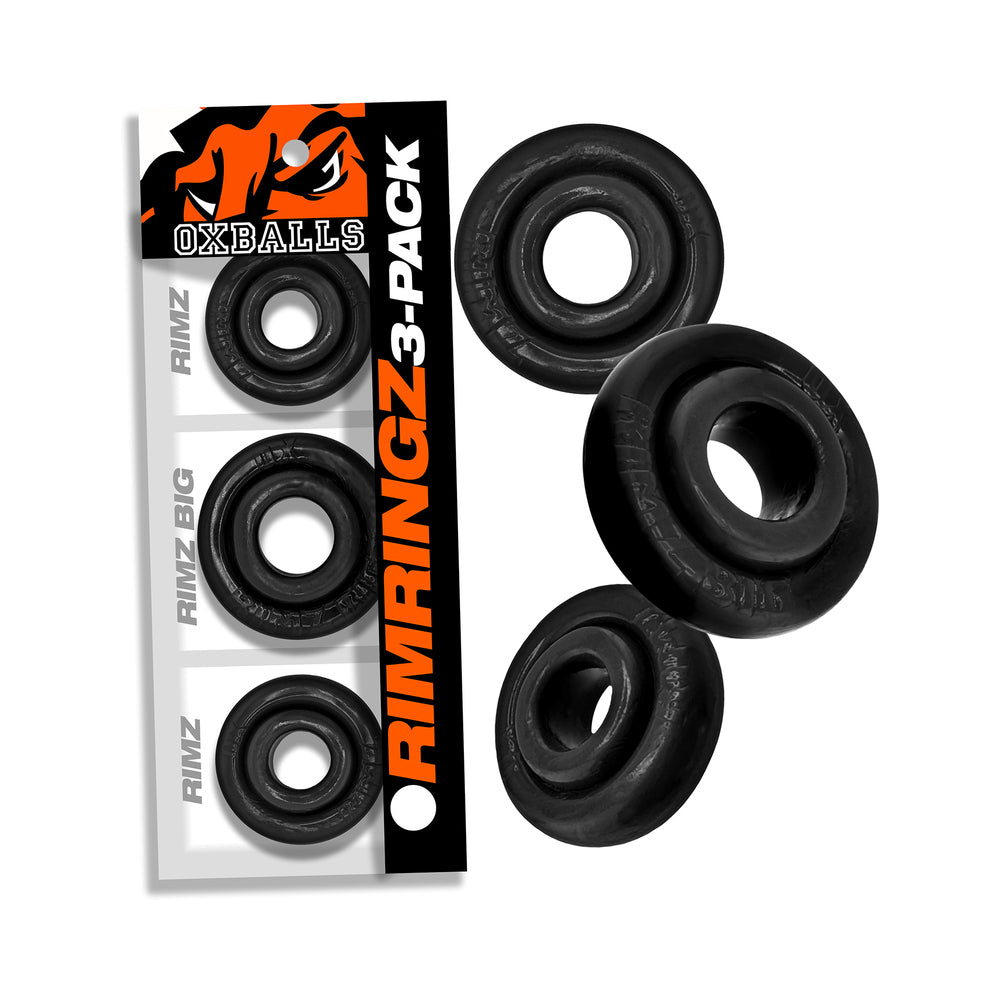 Oxballs Rimringz Multi Size 3-Pack Black Black Oxballs Rimringz three sizes in clear-front package